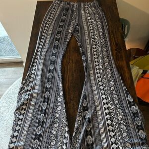 Black and White Patterned Flare Pants